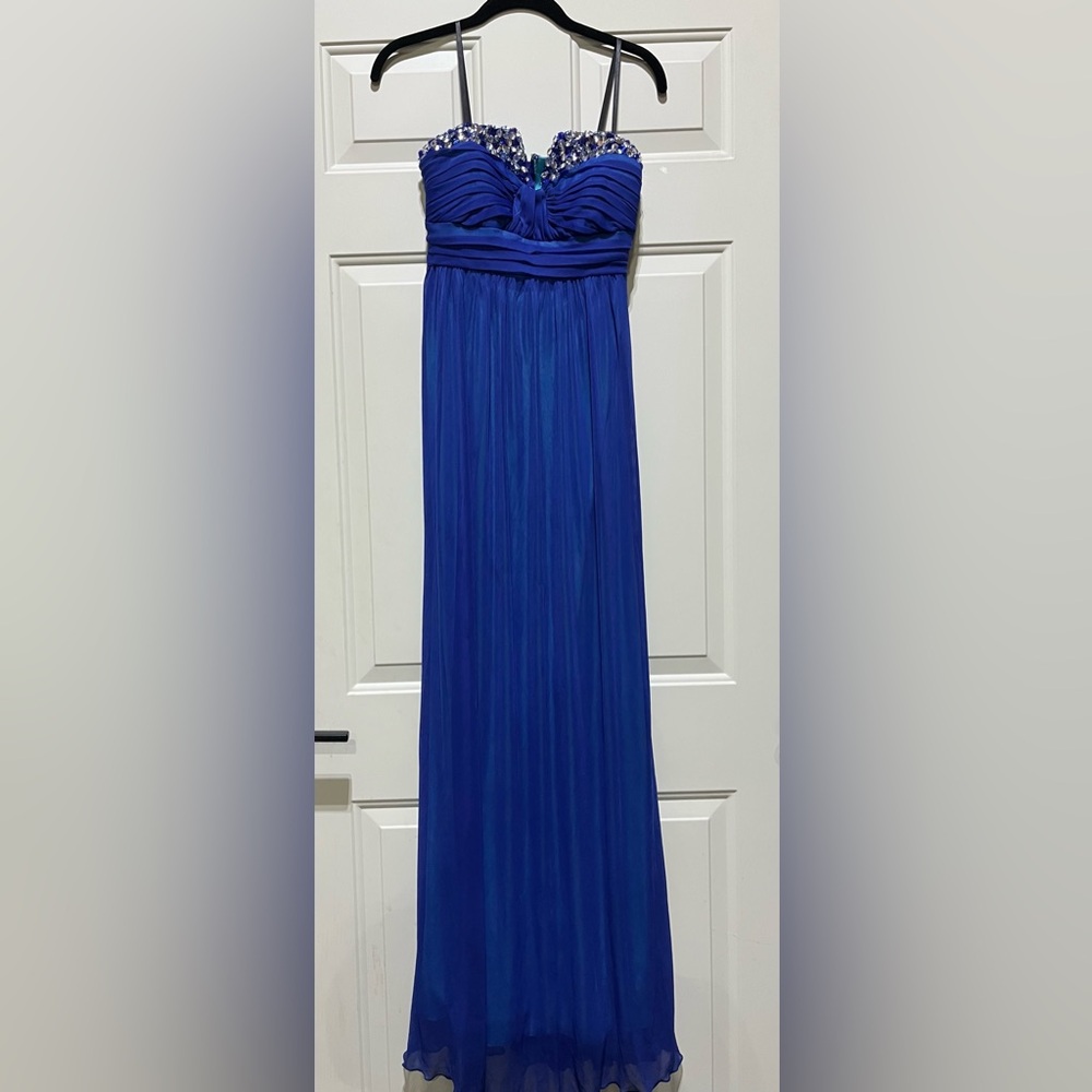 City Studios Royal Blue Strapless Maxi Dress